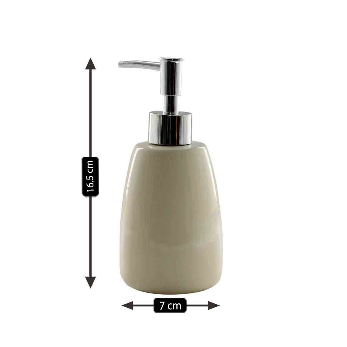 Ceramic Soap Dispenser for handwash for Bathroom, Cream, (Set of 1) (6004)