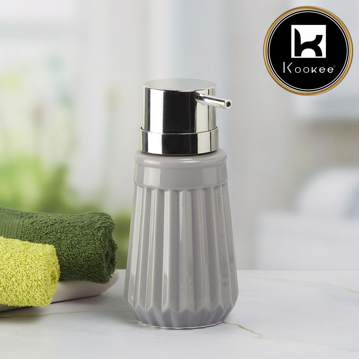Kookee Ceramic Soap Dispensers, Grey, ART06034