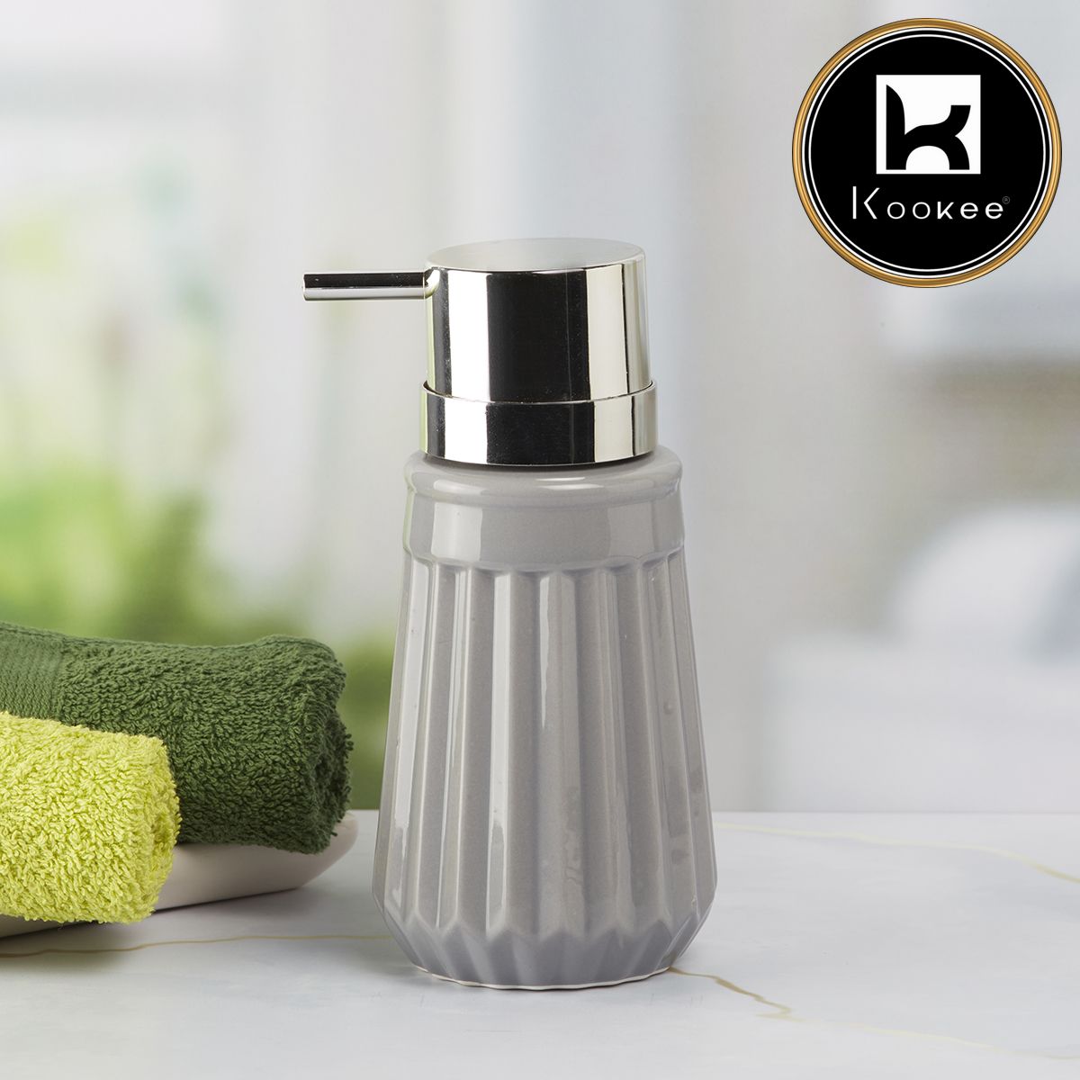 Kookee Ceramic Soap Dispensers, Grey, ART06034