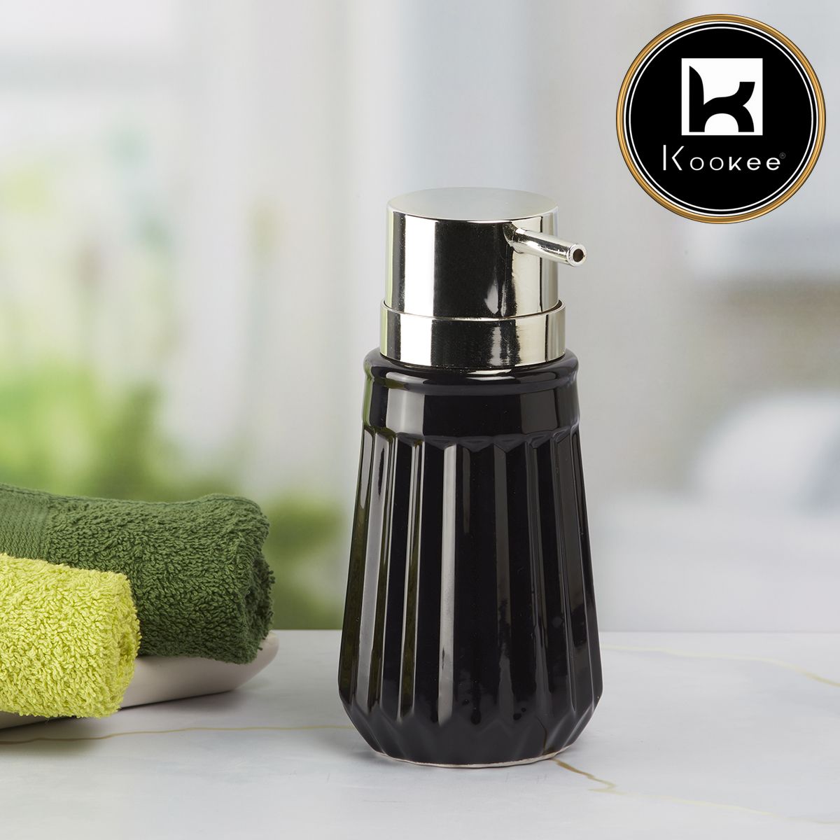 Kookee Ceramic Soap Dispensers, Black, ART06036
