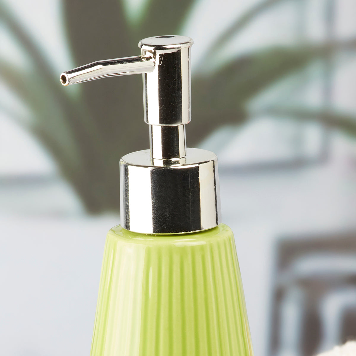 Ceramic Soap Dispenser handwash Pump for Bathroom, Set of 1, Green (6040)