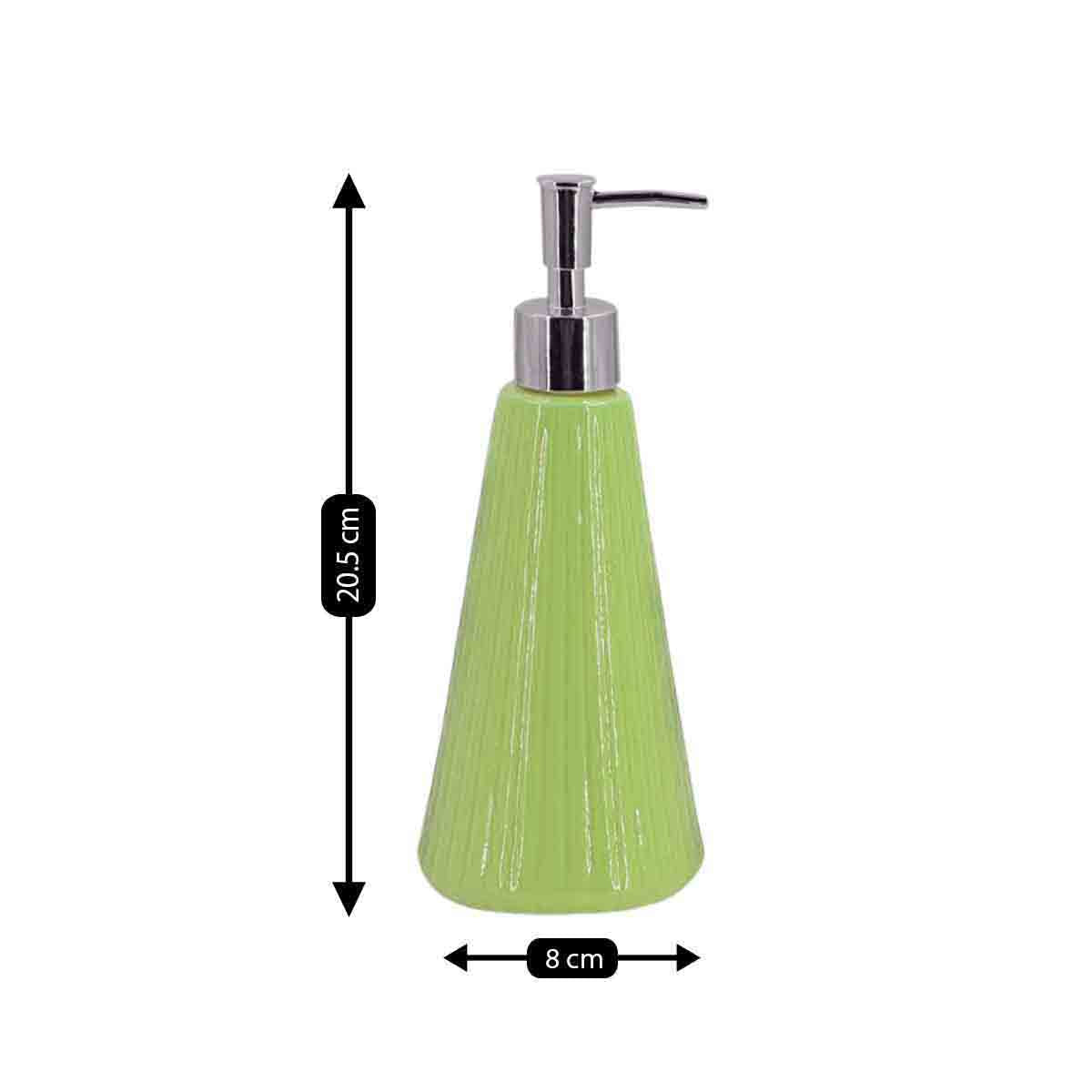 Ceramic Soap Dispenser for handwash for Bathroom, Green, (Set of 1) (6040)