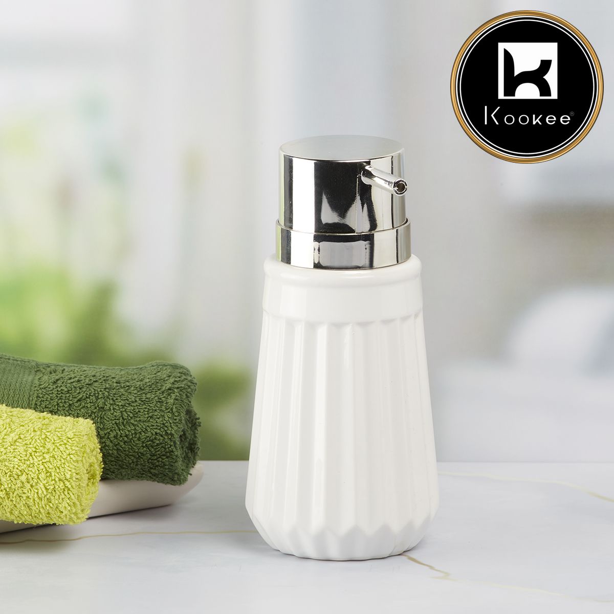 Kookee Ceramic Soap Dispensers, White, ART06084