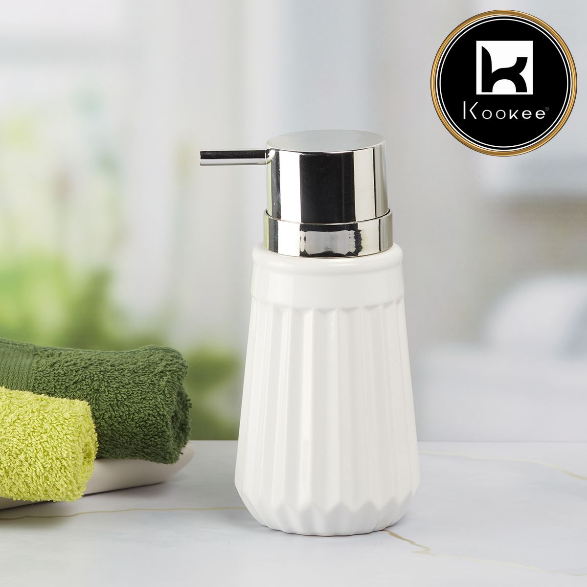 Kookee Ceramic Soap Dispensers, White, ART06084