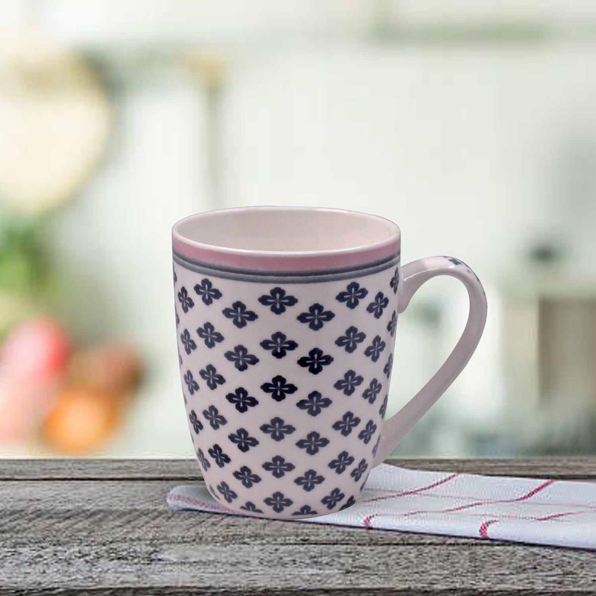 Kookee Printed Ceramic Coffee or Tea Mug with handle for Office, Home or Gifting - 325ml (4124-A)