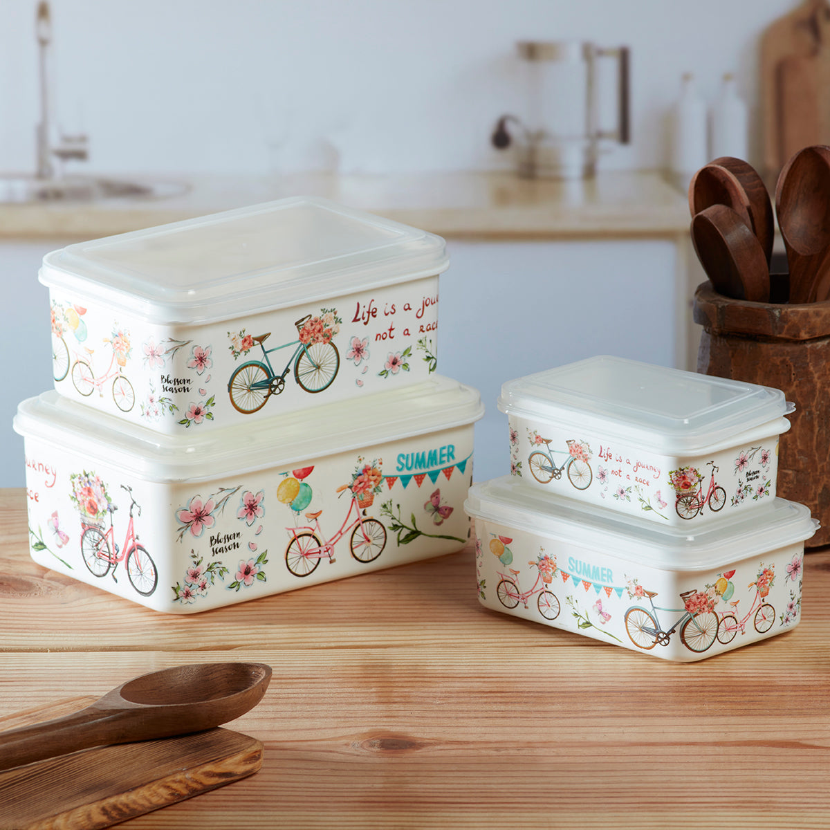 Plastic Airtight Container with Lid, Set of 4, Rectangle (16209)