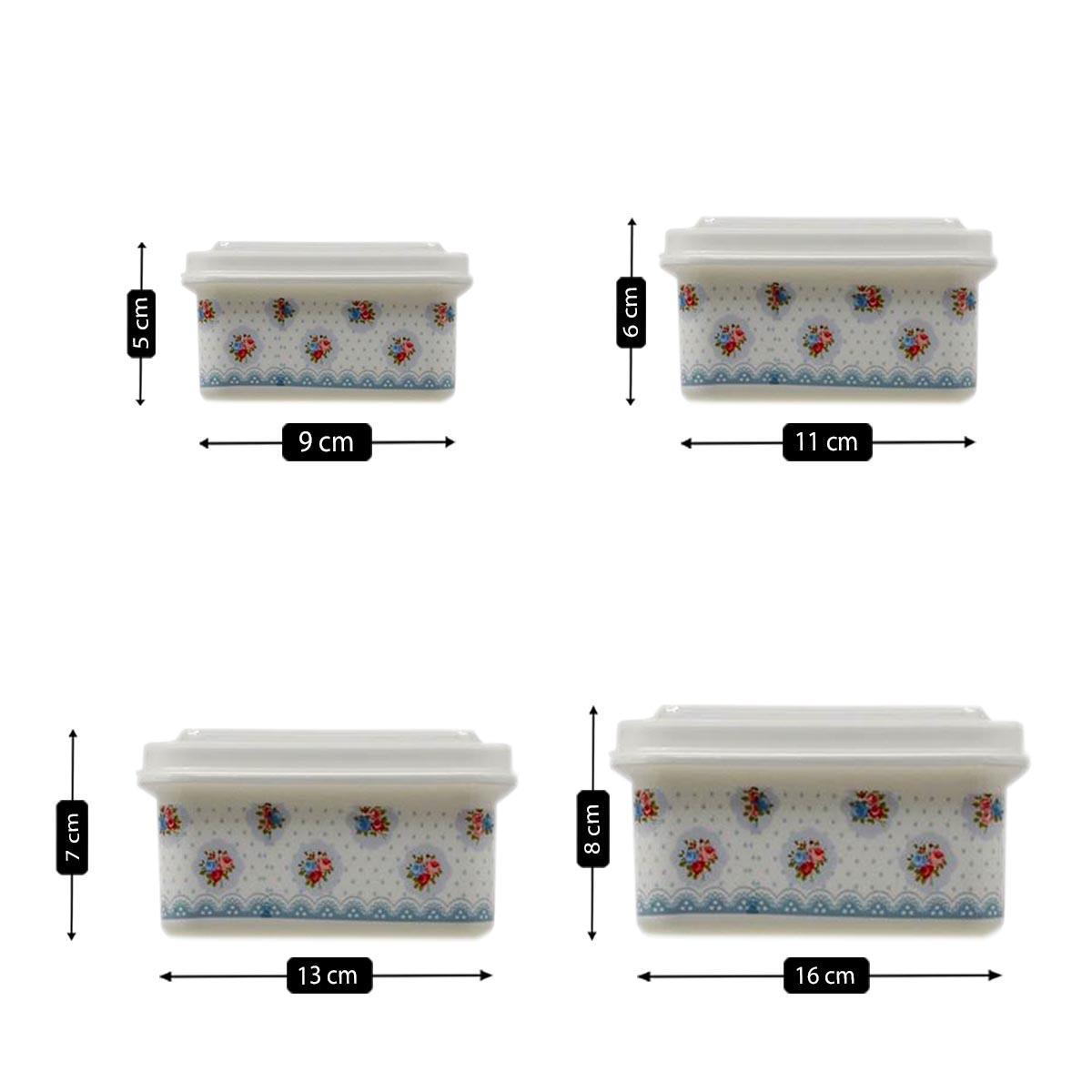 Plastic Airtight Container with Lid, Set of 4, Square (V-CONT-005)