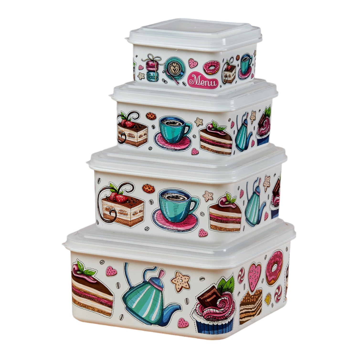 Plastic Airtight Food Storage Container with Lid, Set of 4, Square (6219)