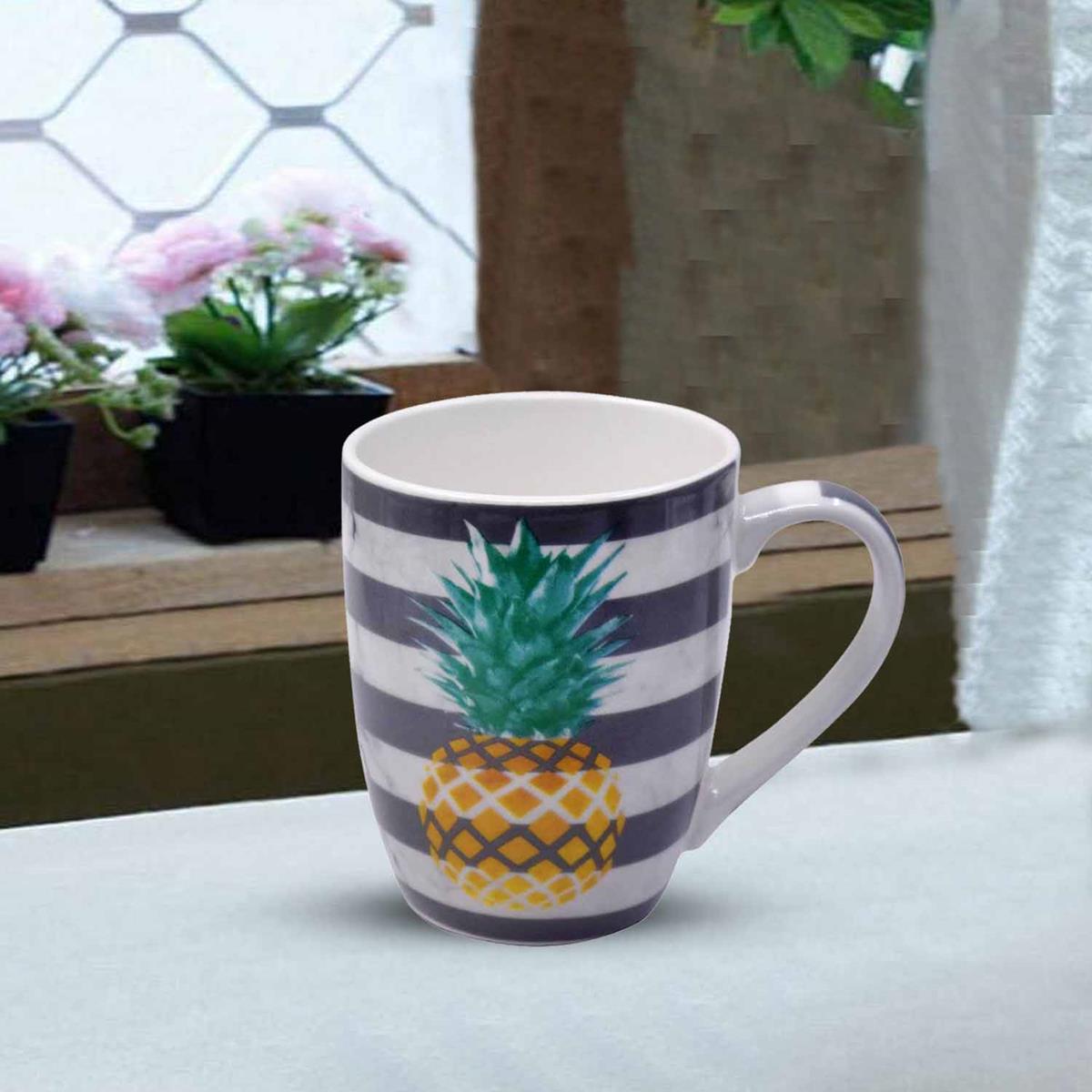 Kookee Printed Ceramic Coffee or Tea Mug with handle for Office, Home or Gifting - 325ml (3551-A)