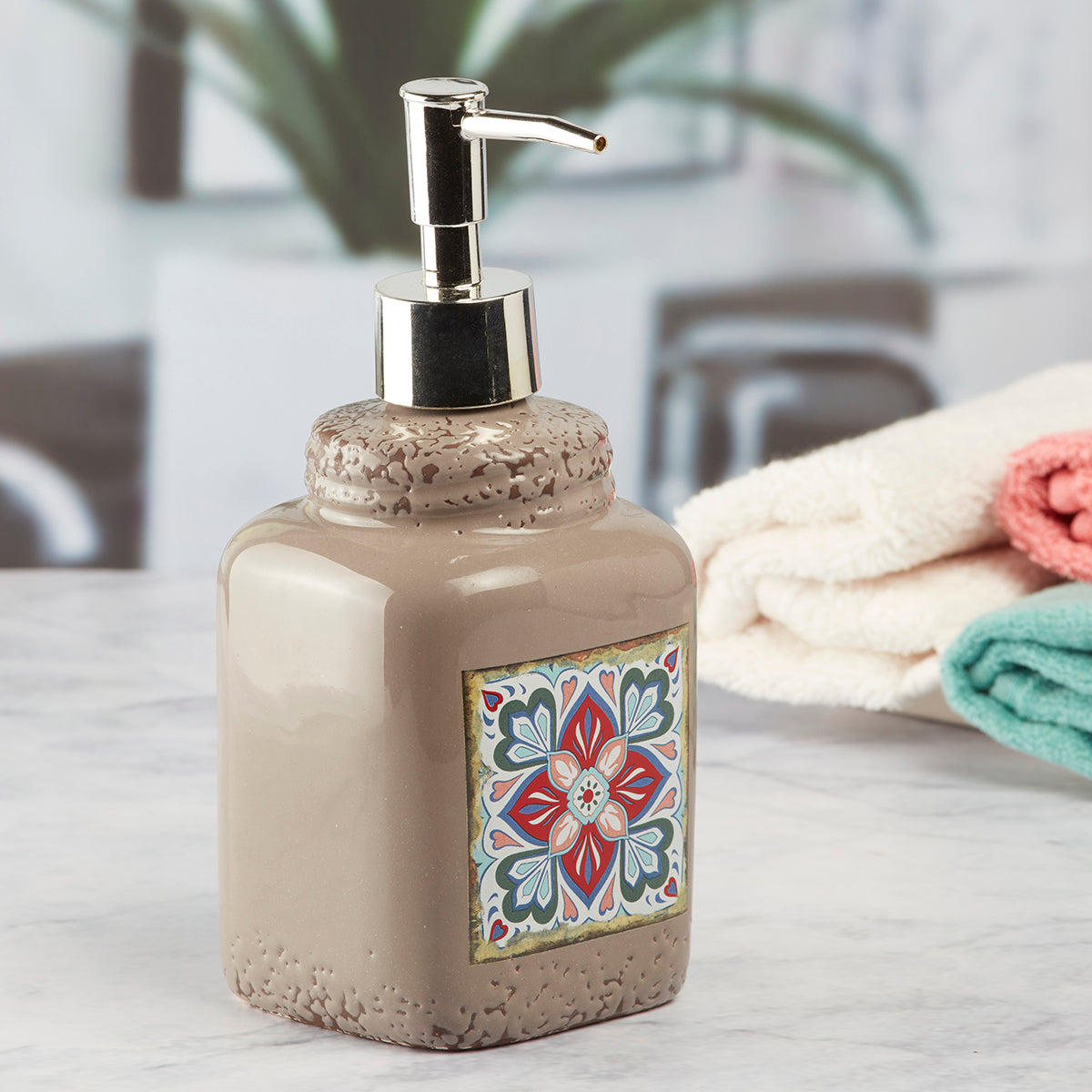 Ceramic Soap Dispenser handwash Pump for Bathroom, Set of 1, White (6292)
