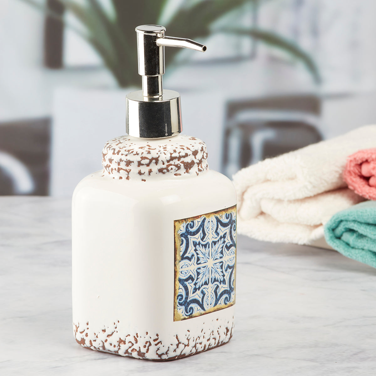 Ceramic Soap Dispenser handwash Pump for Bathroom, Set of 1, Green (6293)