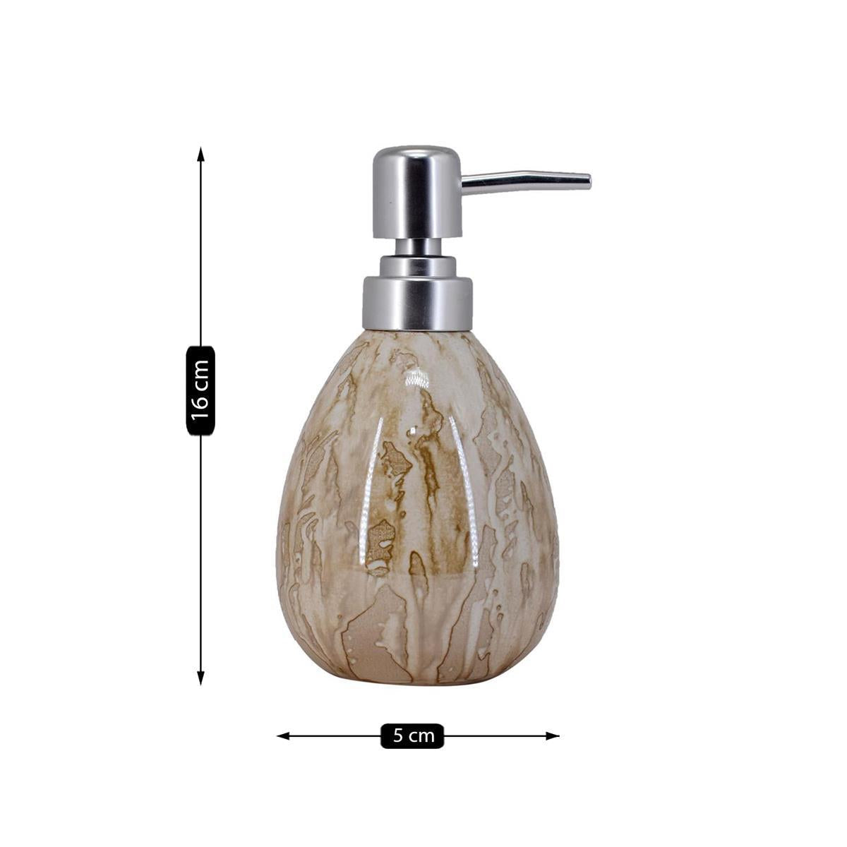 Ceramic Soap Dispenser for handwash for Bathroom, Cream, (Set of 1) (7615)