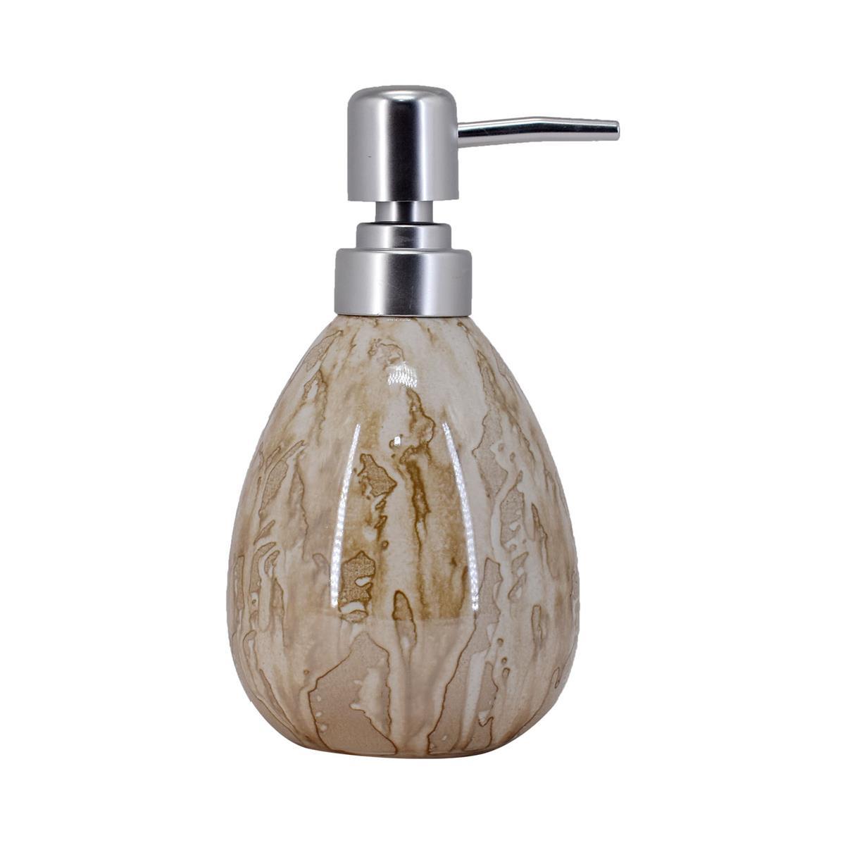 Ceramic Soap Dispenser handwash Pump for Bathroom, Set of 1, Cream (7615)