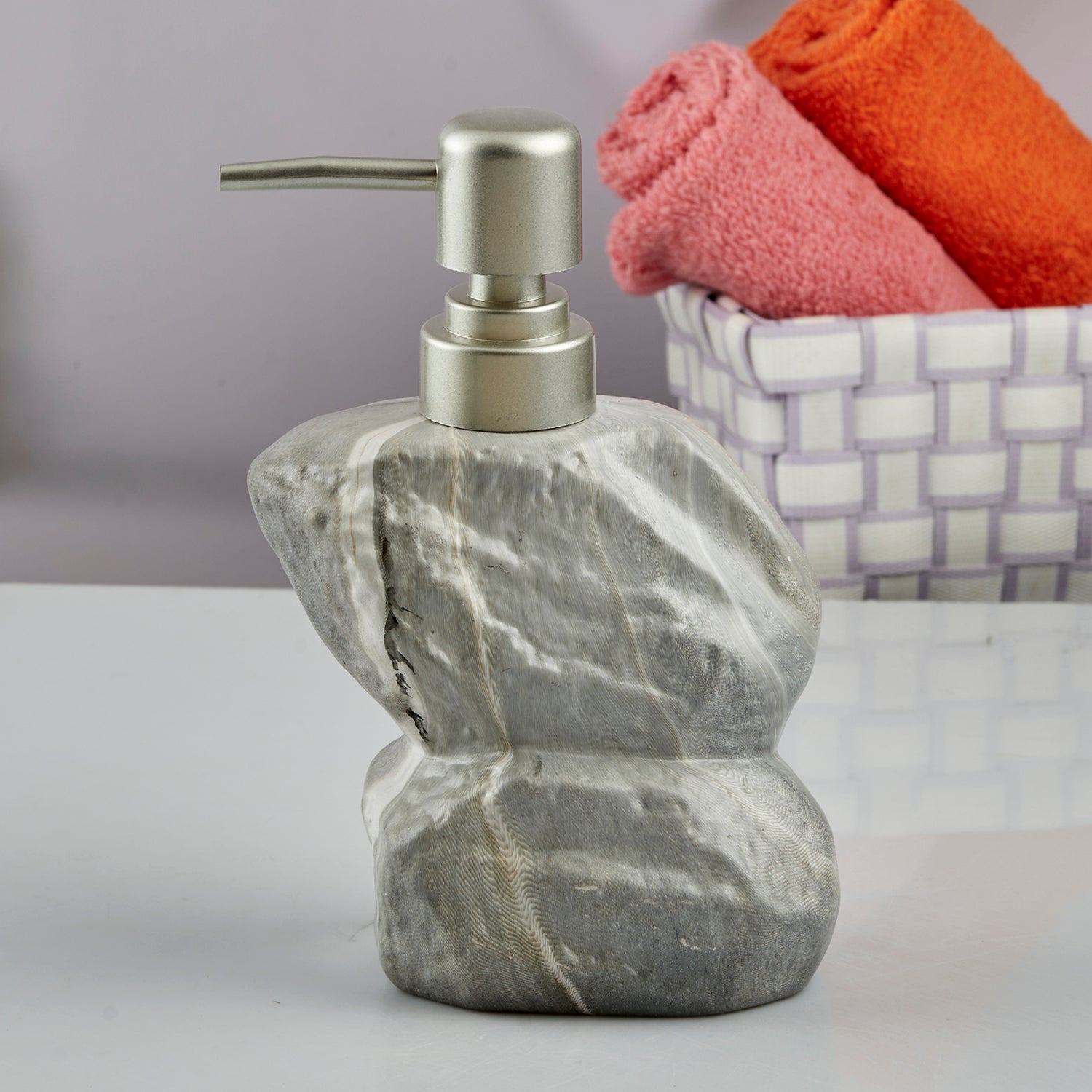 Ceramic Soap Dispenser liquid handwash pump for Bathroom, Set of 1, Grey (7617)