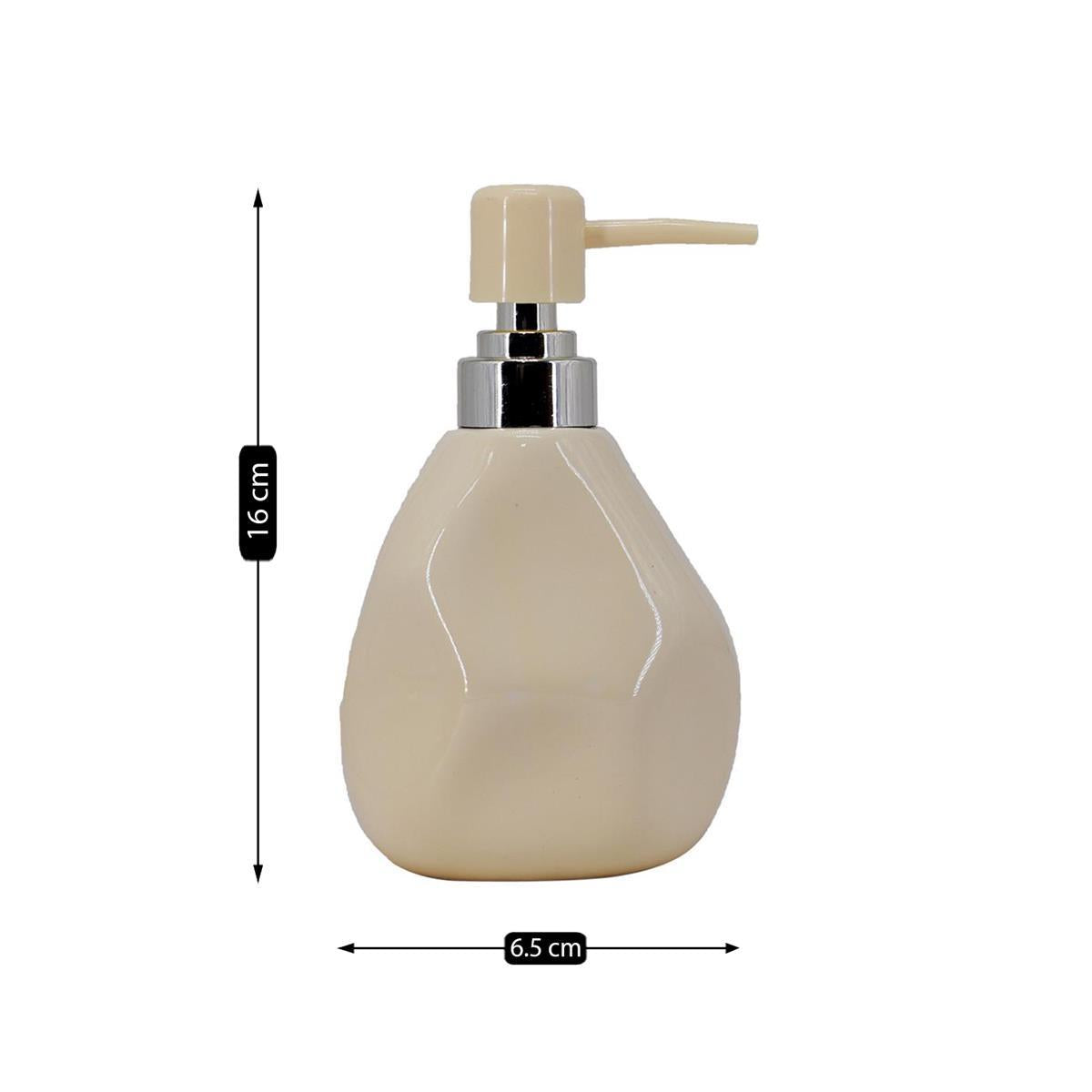 Ceramic Soap Dispenser for handwash for Bathroom, Beige, (Set of 1) (7625)