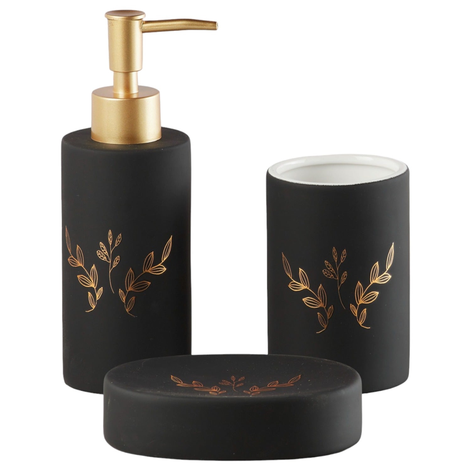 Ceramic Bathroom Set of 3 with Soap Dispenser (7644)