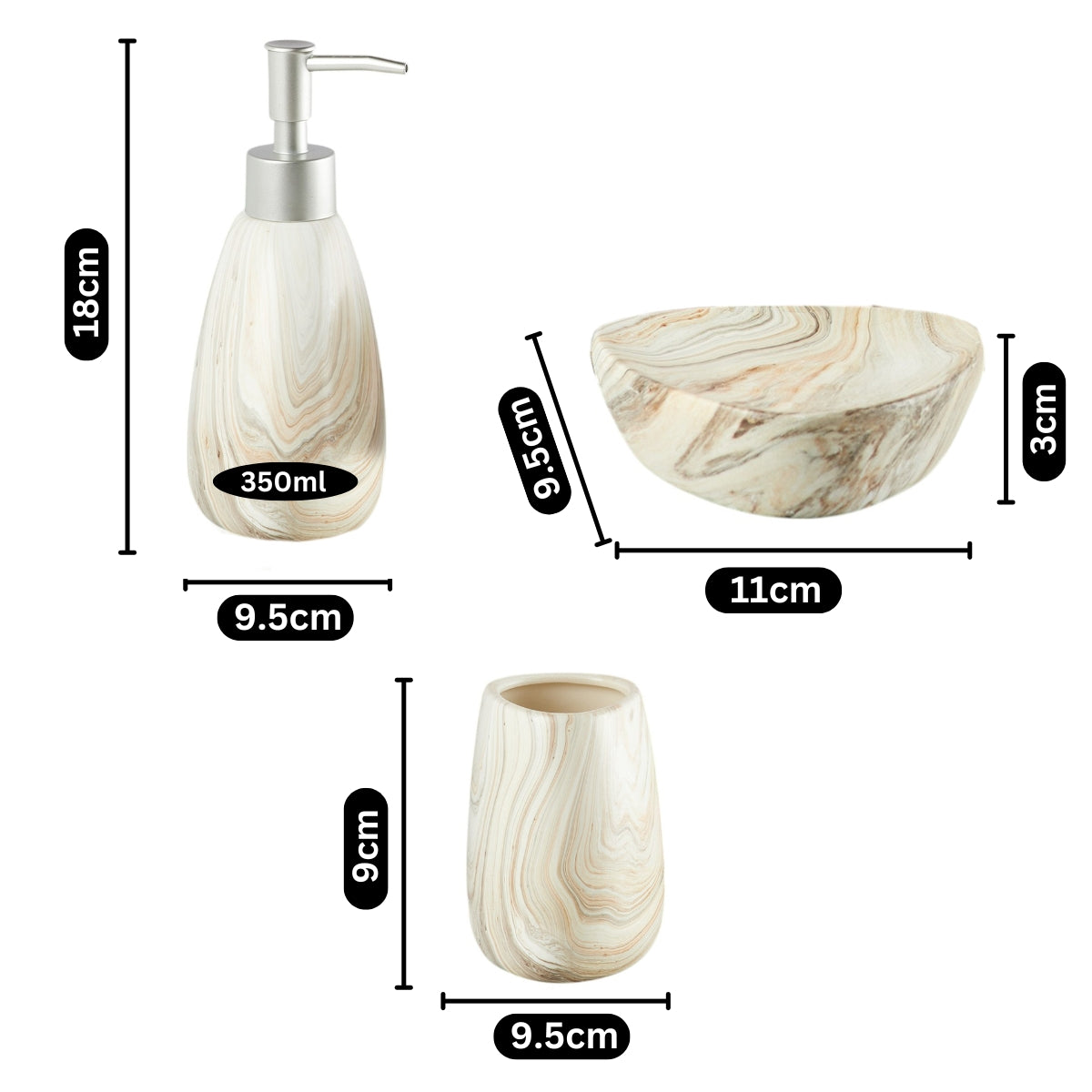 Kookee Ceramic Bathroom Sets, White, ART09491