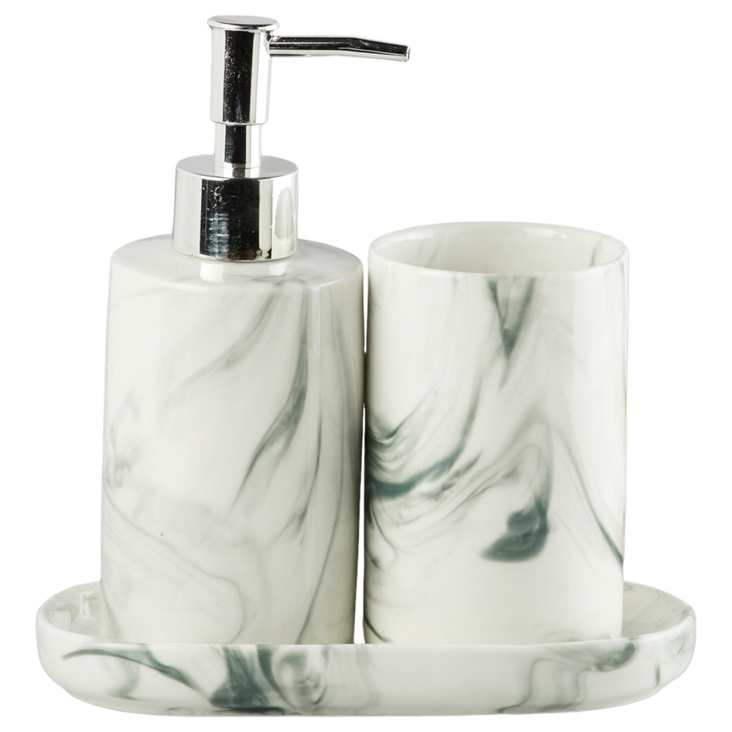 Ceramic Bathroom Set of 3 with Soap Dispenser (7647)