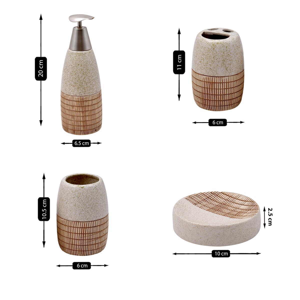 Ceramic Bathroom Accessories Set of 4 Bath Set with Soap Dispenser (7649)