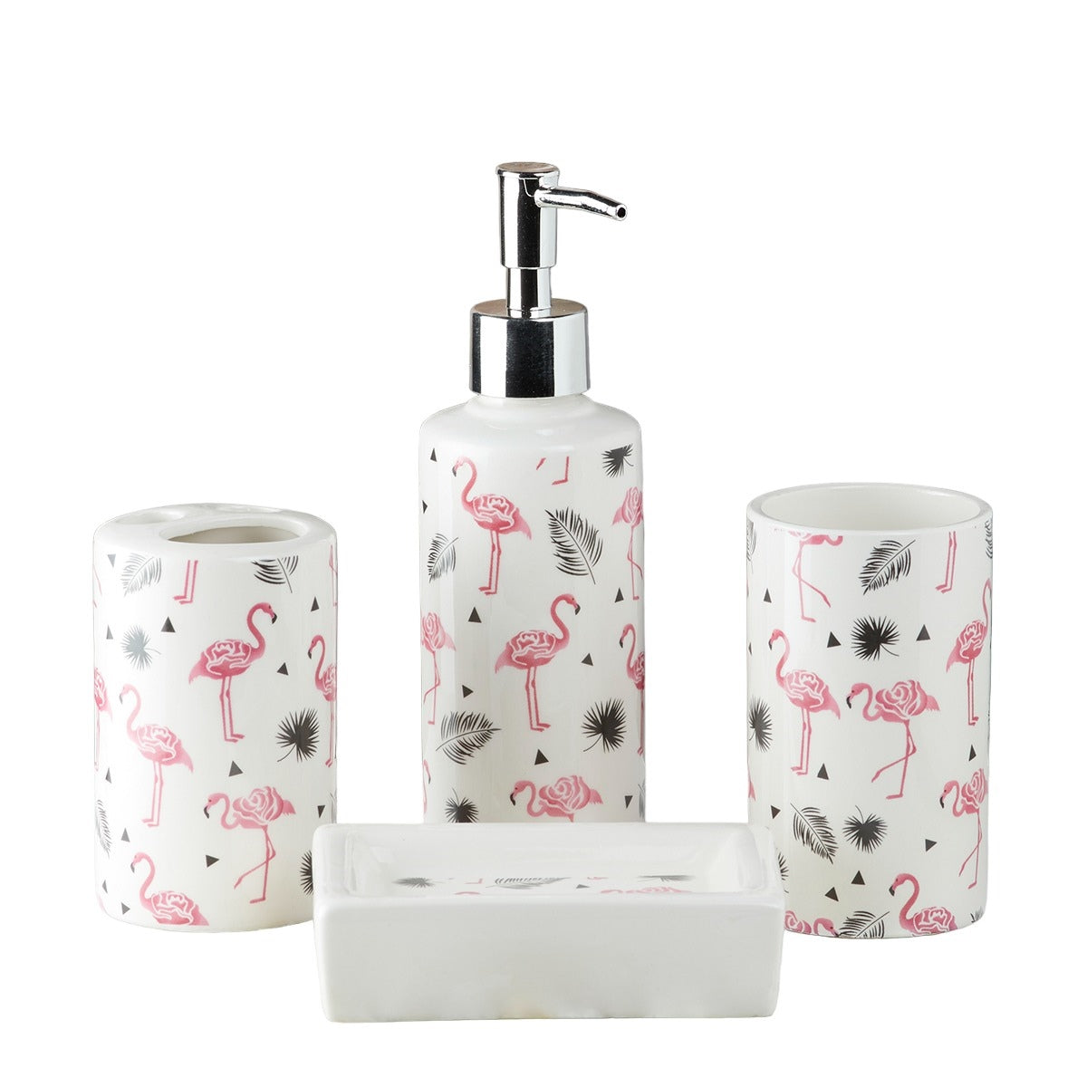 Ceramic Bathroom Set of 4 with Soap Dispenser (7652)