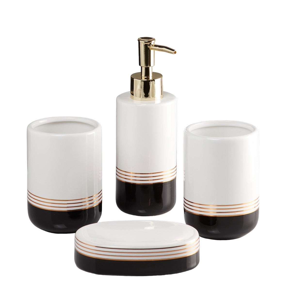 Ceramic Bathroom Set of 4 with Soap Dispenser (V-CBS-031-1)