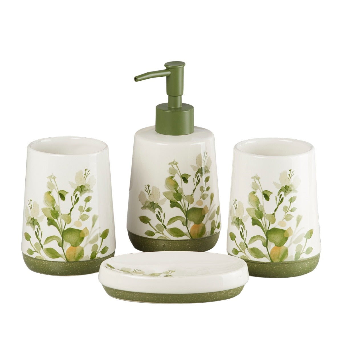 Ceramic Bathroom Set of 4 with Soap Dispenser (7657)
