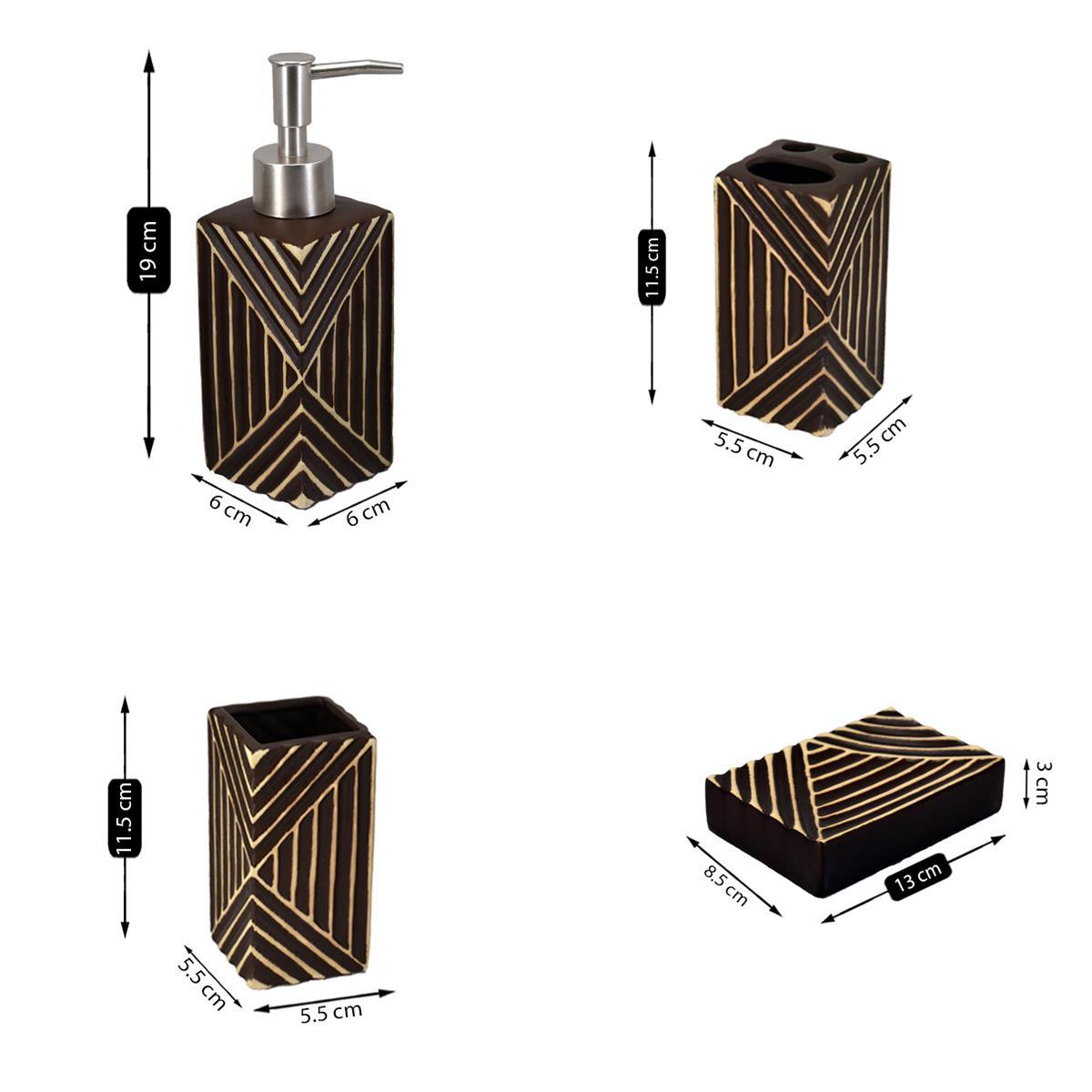 Ceramic Bathroom Set of 4 with Soap Dispenser (7699)