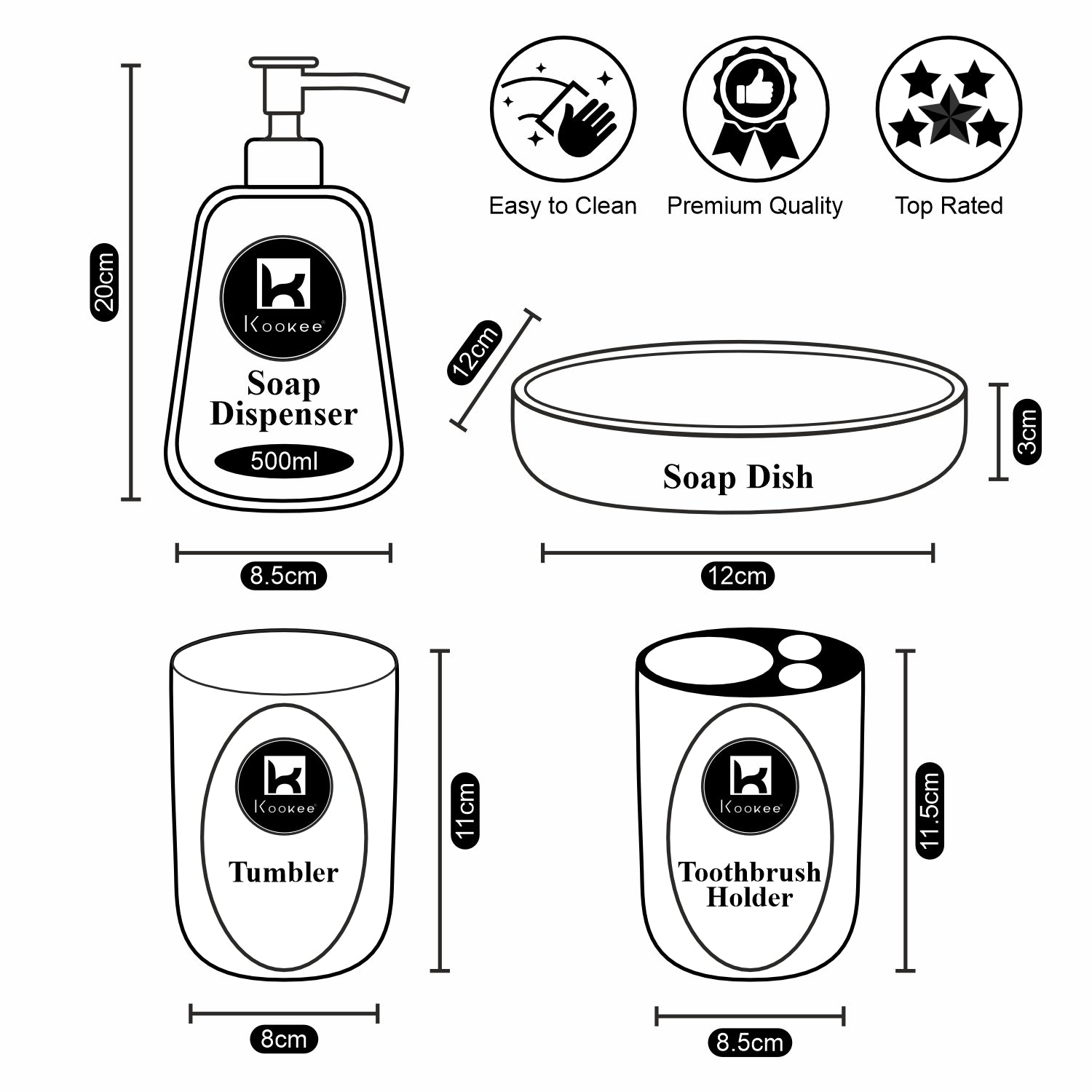 Kookee Ceramic Bathroom Sets, Off White, ART07716