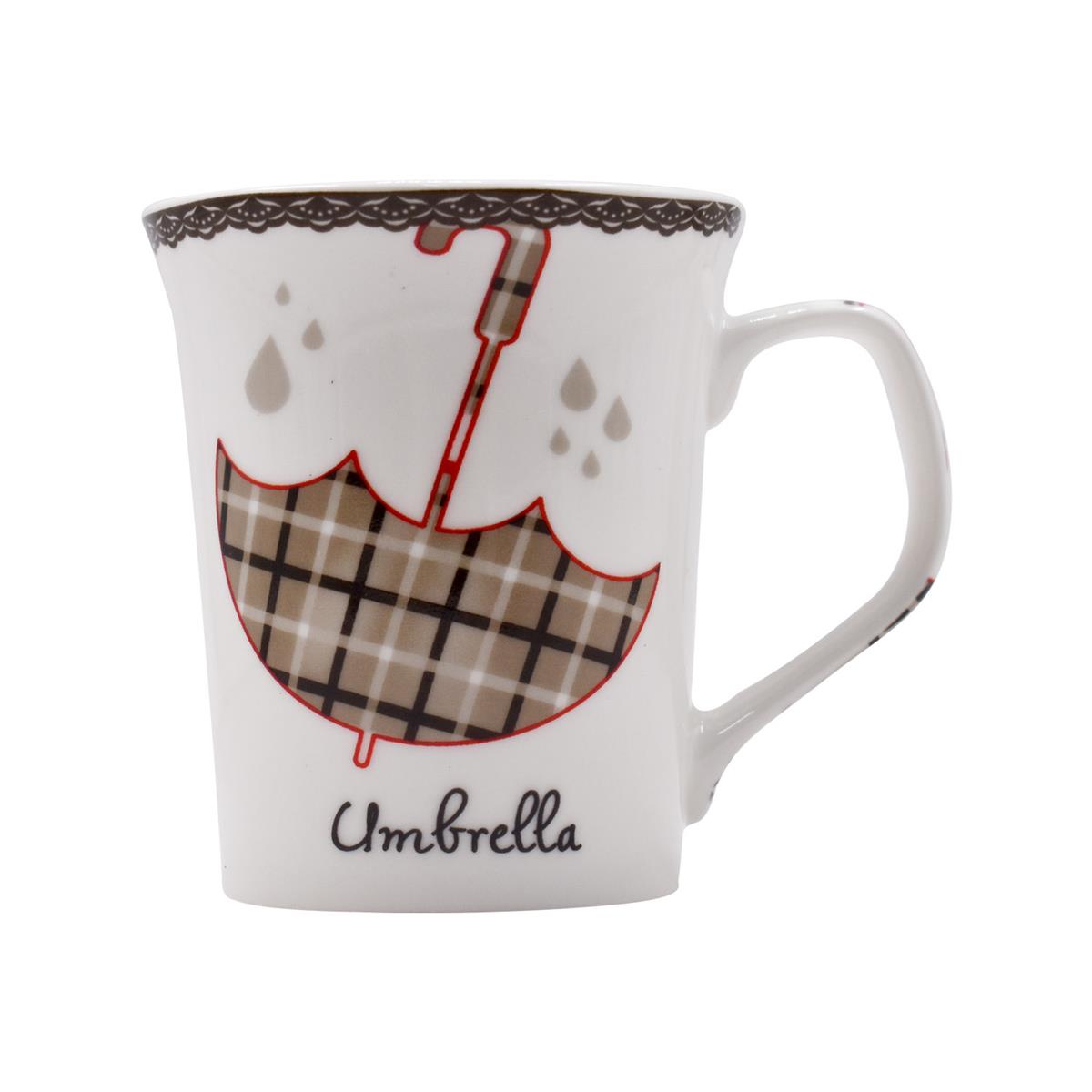 Printed Ceramic Tall Coffee or Tea Mug with handle, 325ml (V-MUGS-009-3)