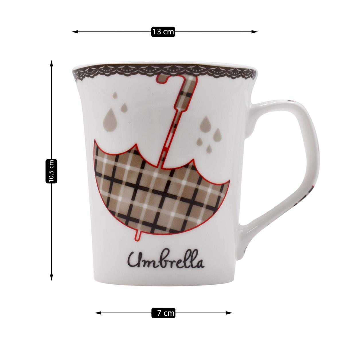 Printed Ceramic Tall Coffee or Tea Mug with handle, 325ml (V-MUGS-009-3)