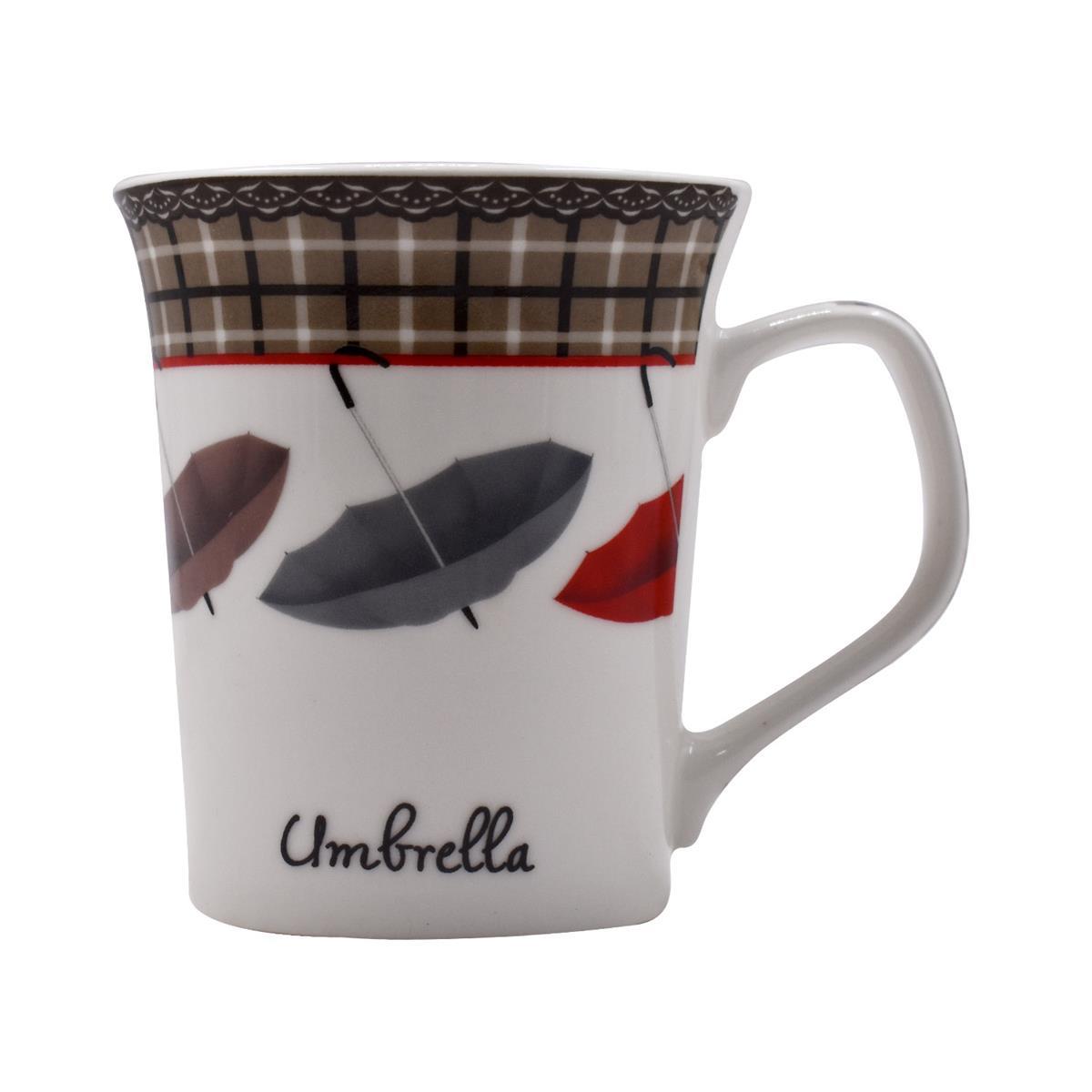Printed Ceramic Tall Coffee or Tea Mug with handle, 325ml (V-MUGS-009-3)