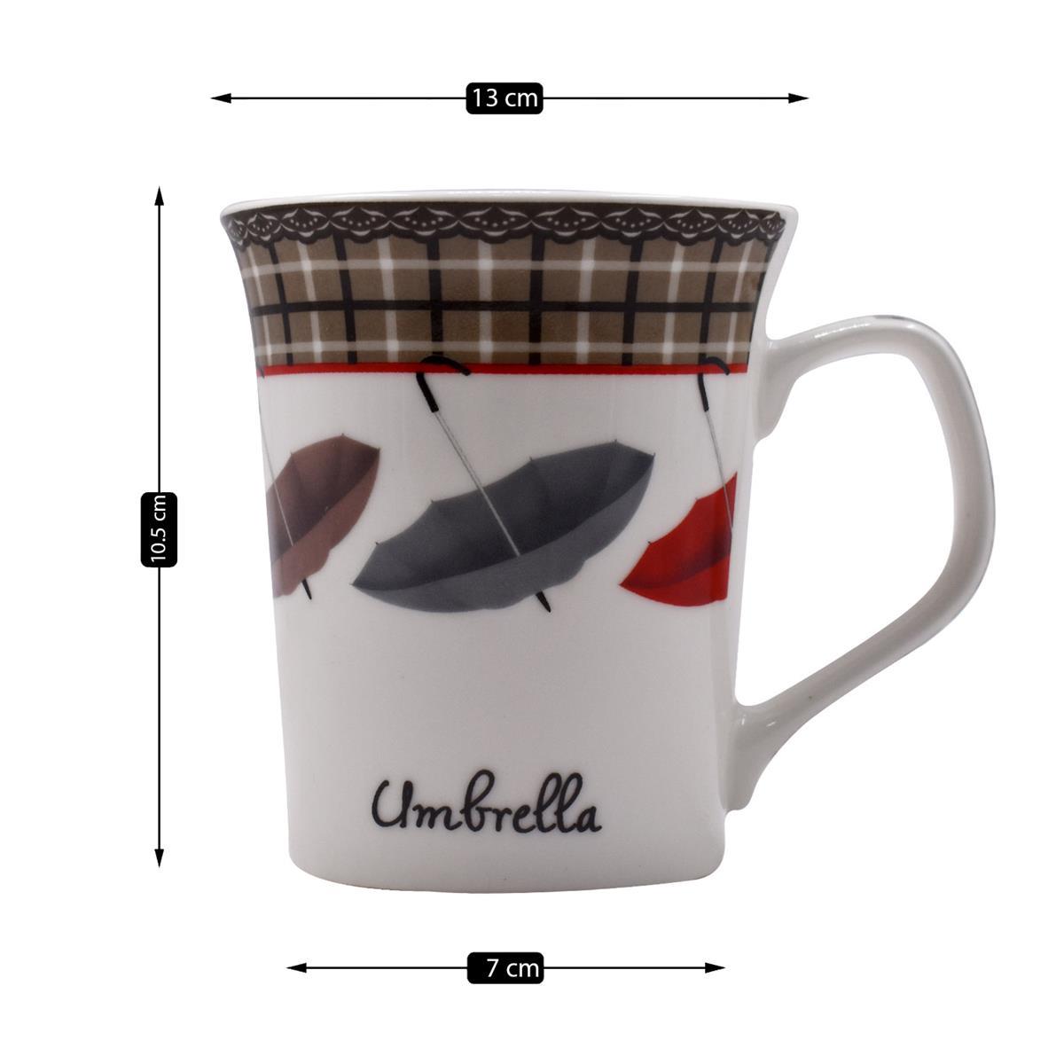 Printed Ceramic Tall Coffee or Tea Mug with handle, 325ml (V-MUGS-009-3)
