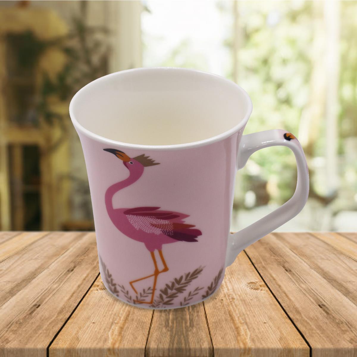 Kookee Printed Ceramic Tall Coffee or Tea Mug with handle for Office, Home or Gifting - 325ml (4611-C-A)
