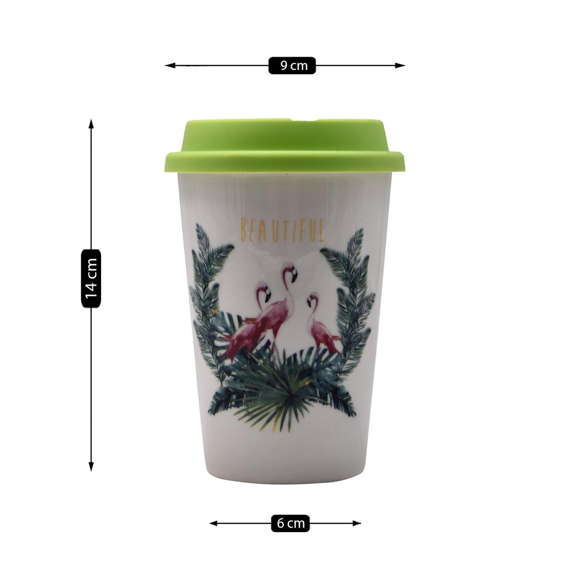 Ceramic Coffee or Tea Tall Tumbler with Silicone Lid - 275ml (BPM4723-D)