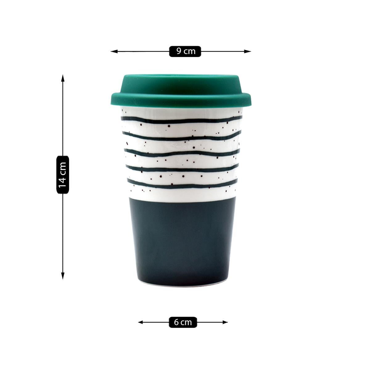 Ceramic Coffee or Tea Tall Tumbler with Silicone Lid - 275ml (BPM4724-B)