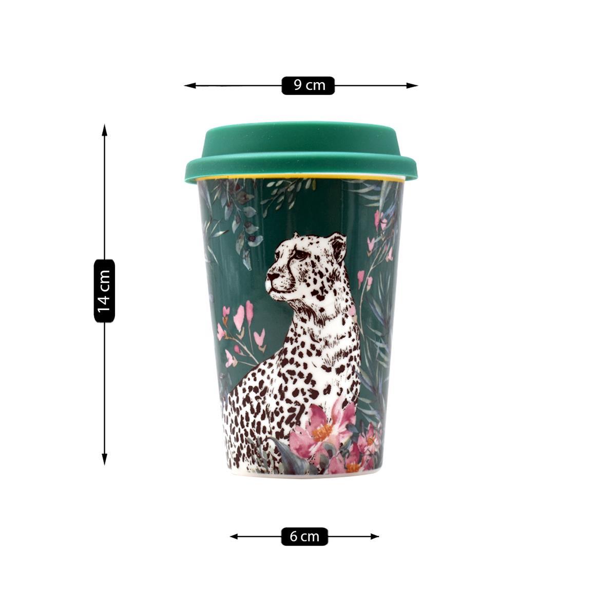 Ceramic Coffee or Tea Tall Tumbler with Silicone Lid - 275ml (BPM4735-B)