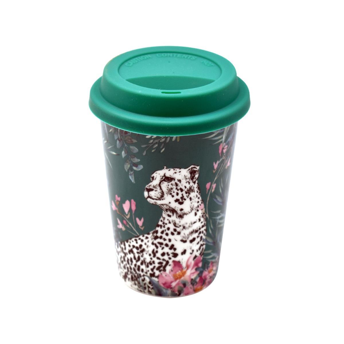Ceramic Coffee or Tea Tall Tumbler with Silicone Lid - 275ml (BPM4735-B)
