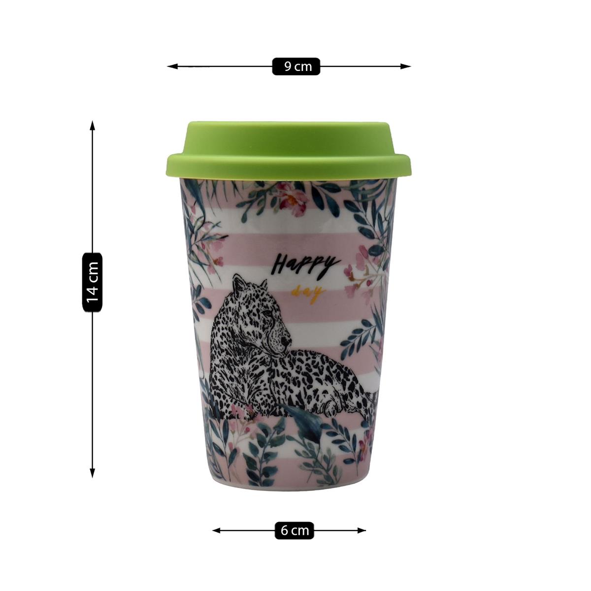 Ceramic Coffee or Tea Tall Tumbler with Silicone Lid - 275ml (BPM4735-C)