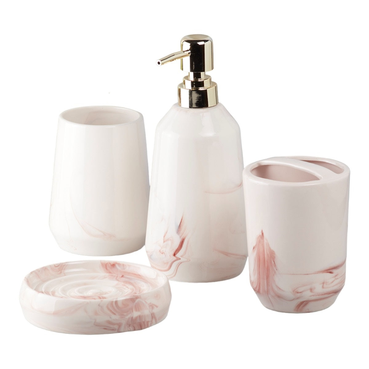 Kookee Ceramic Bathroom Sets, Pink, ART07941
