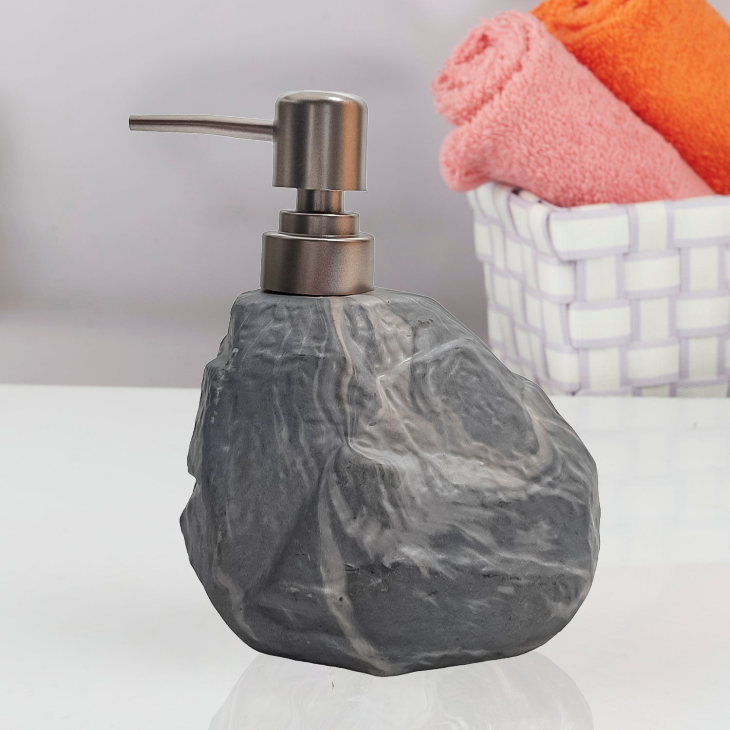 Ceramic Soap Dispenser liquid handwash pump for Bathroom, Set of 1, Beige (7949)