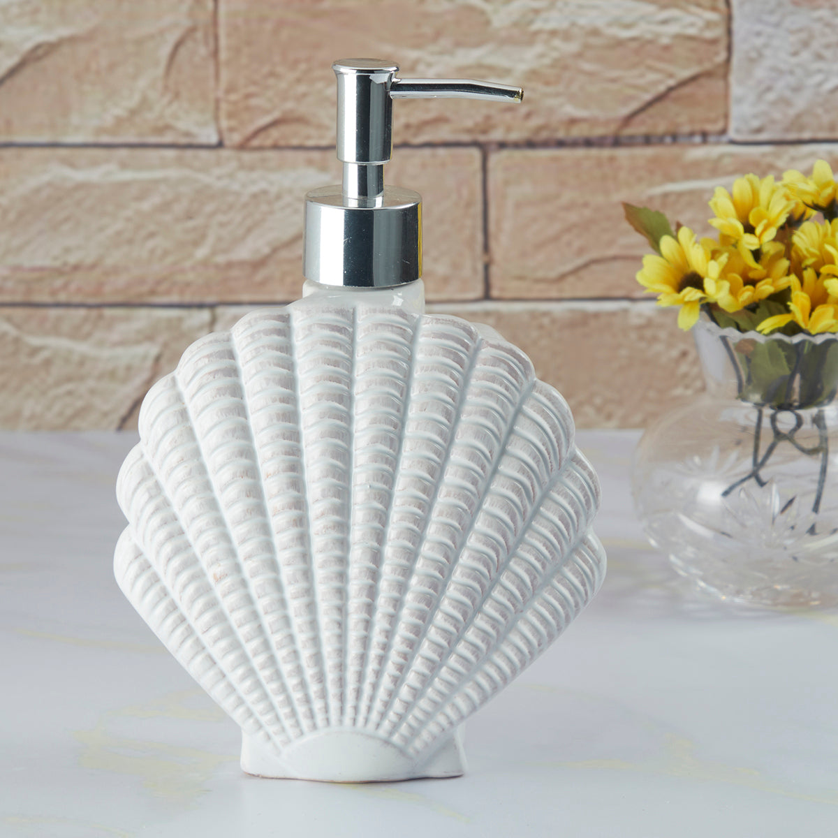 Ceramic Soap Dispenser handwash Pump for Bathroom, Set of 1, White (7964)