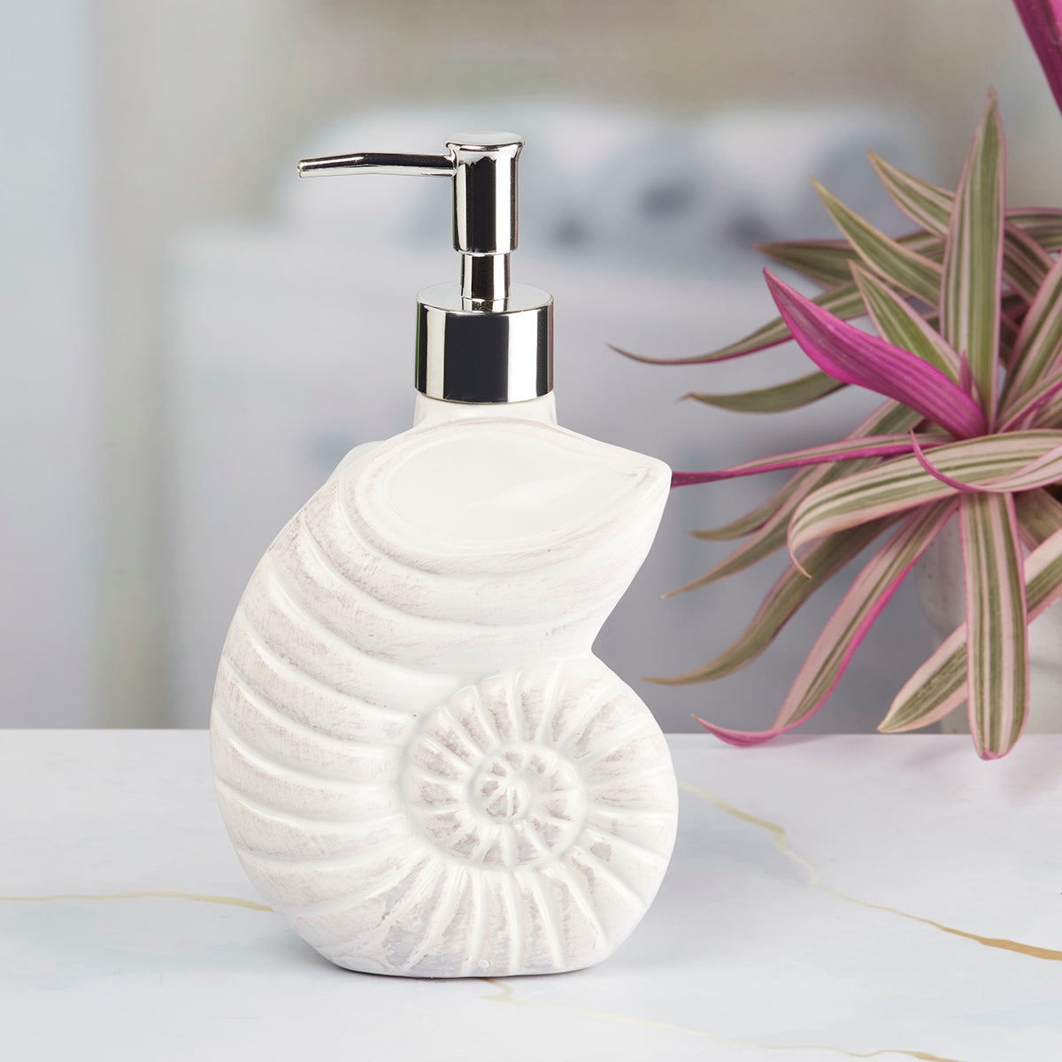 Ceramic Soap Dispenser handwash Pump for Bathroom, Set of 1, White (7963)