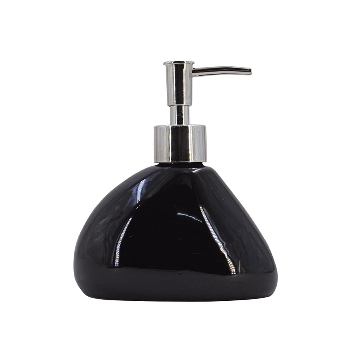 Kookee Ceramic Soap Dispenser for Bathroom handwash, refillable pump bottle for Kitchen hand wash basin, Set of 1, Black (7969)