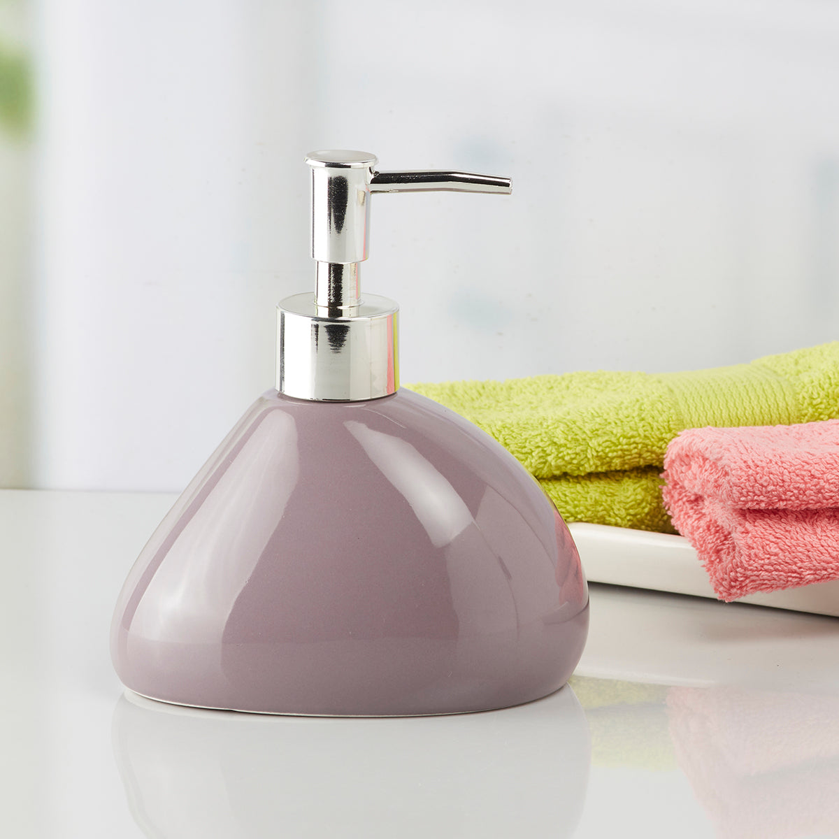 Ceramic Soap Dispenser handwash Pump for Bathroom, Set of 1, Red (7973)