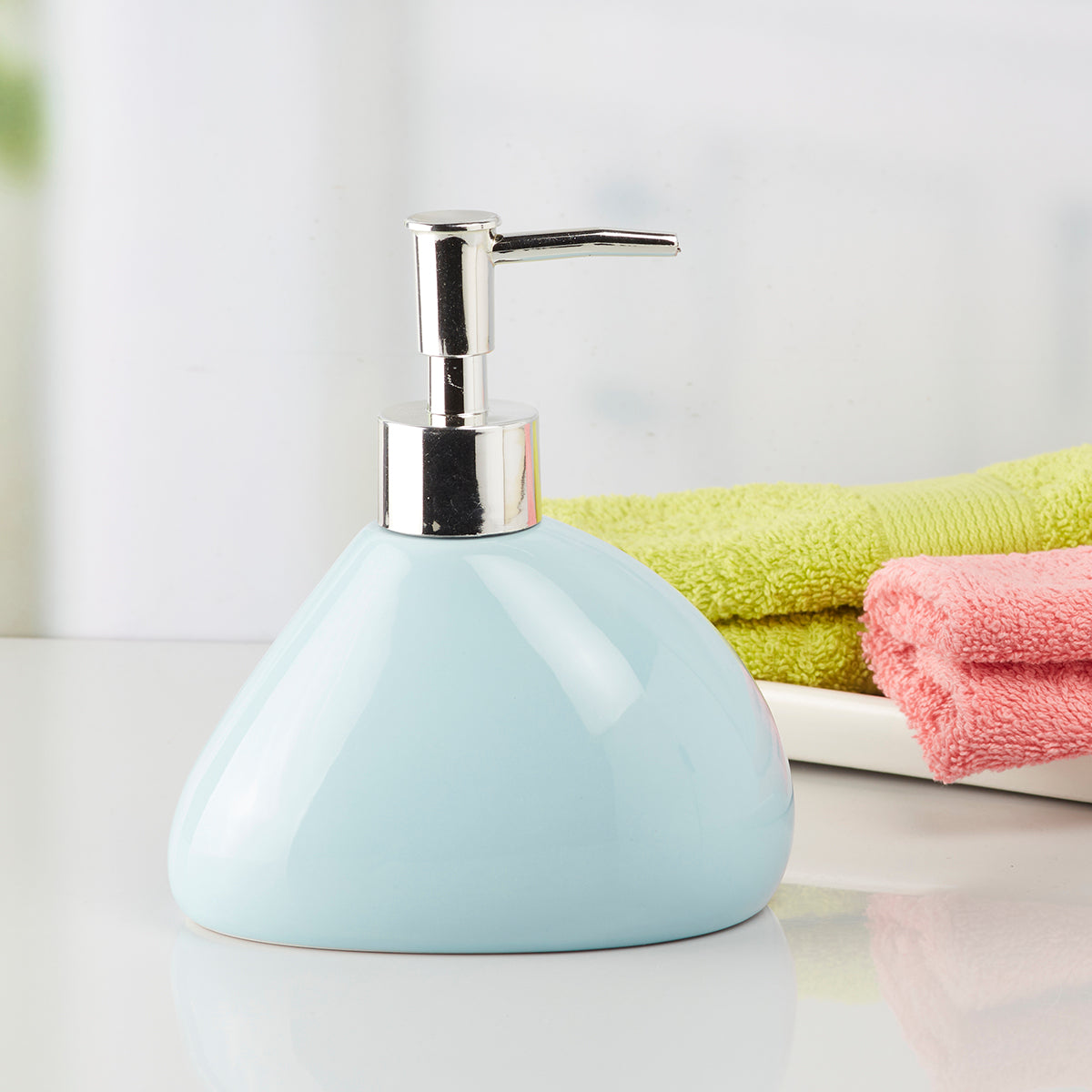 Ceramic Soap Dispenser for handwash for Bathroom, Blue (Set of 1) (7972)