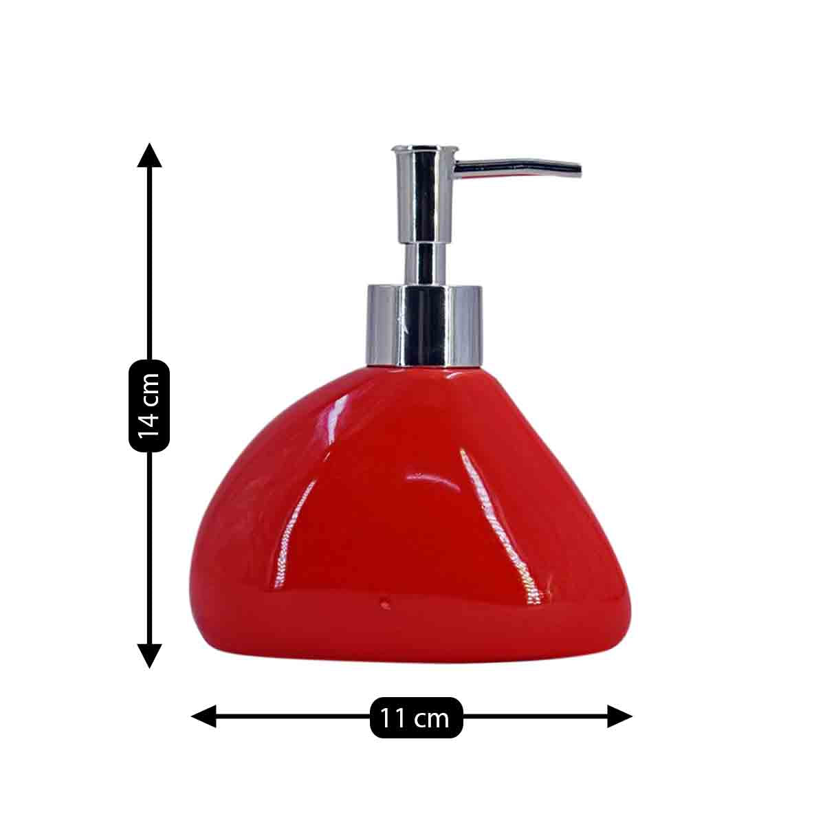 Ceramic Soap Dispenser for handwash for Bathroom, Red, (Set of 1) (7973)