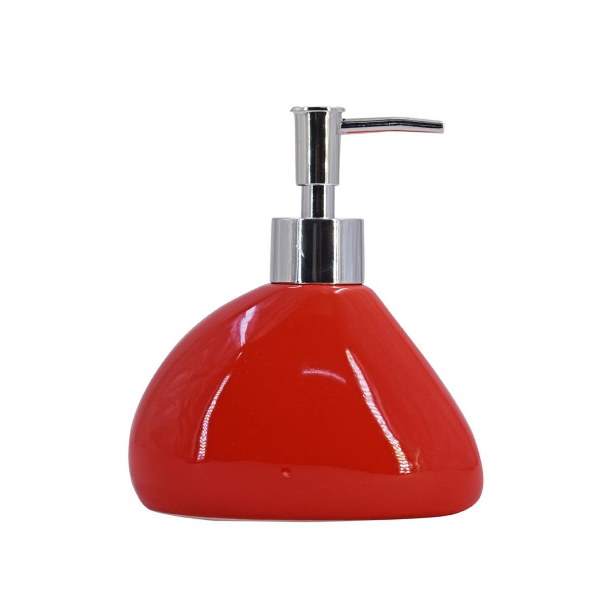 Ceramic Soap Dispenser for handwash for Bathroom, Red (Set of 1) (7973)