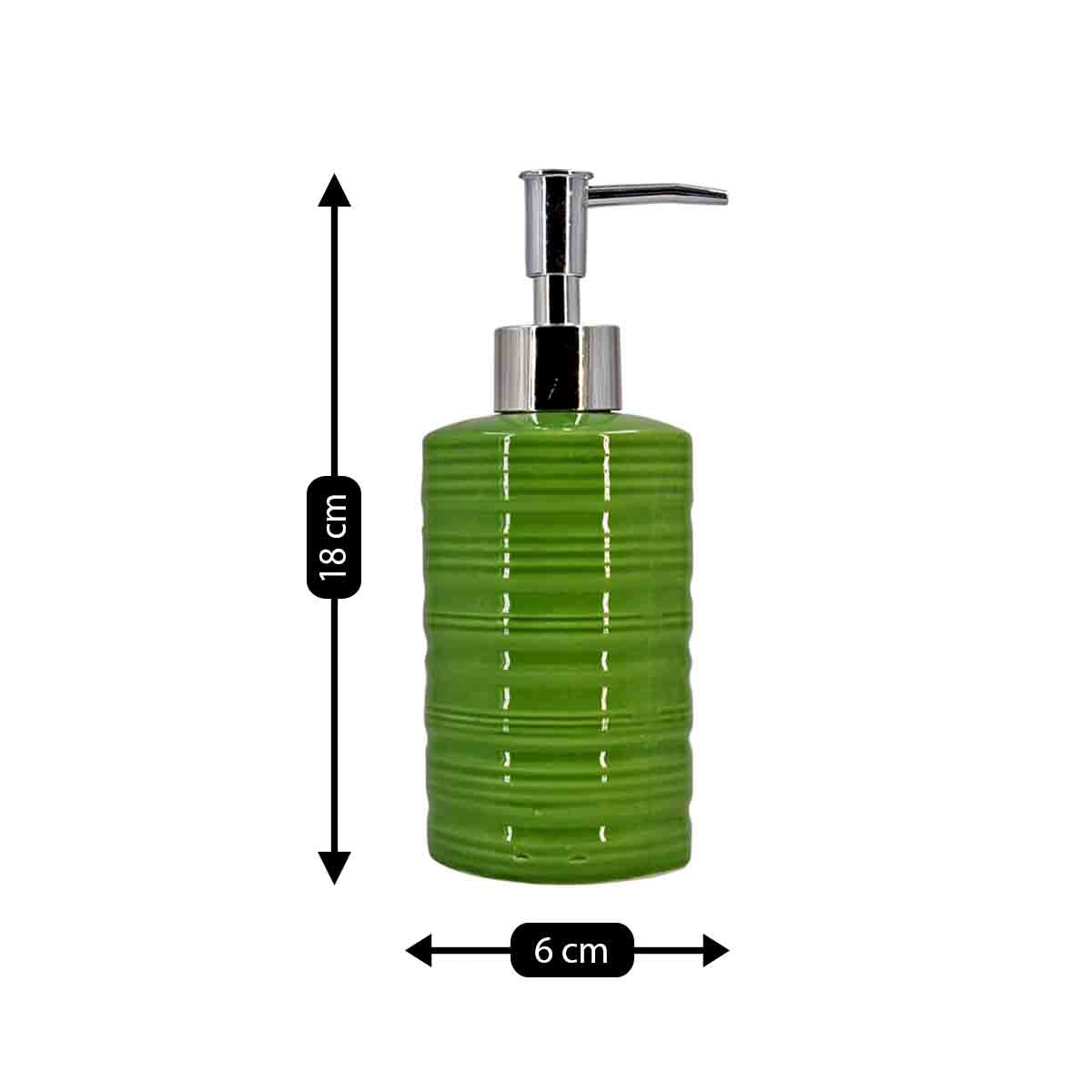 Ceramic Soap Dispenser for handwash for Bathroom, Green, (Set of 1) (7974)