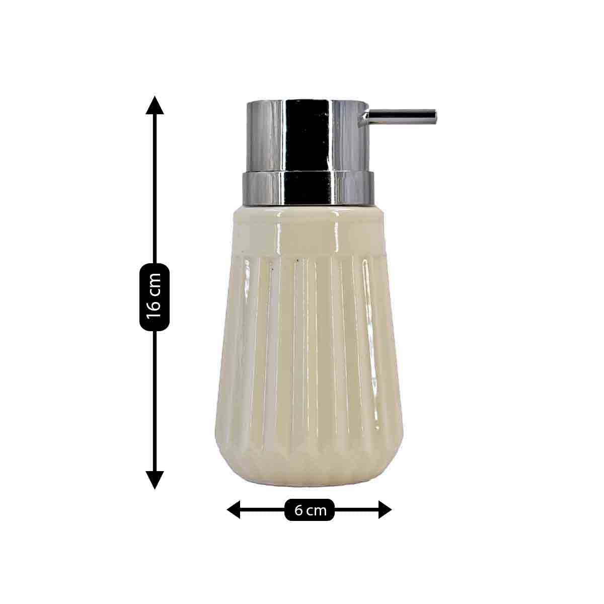 Ceramic Soap Dispenser for handwash for Bathroom, Cream, (Set of 1) (7981)