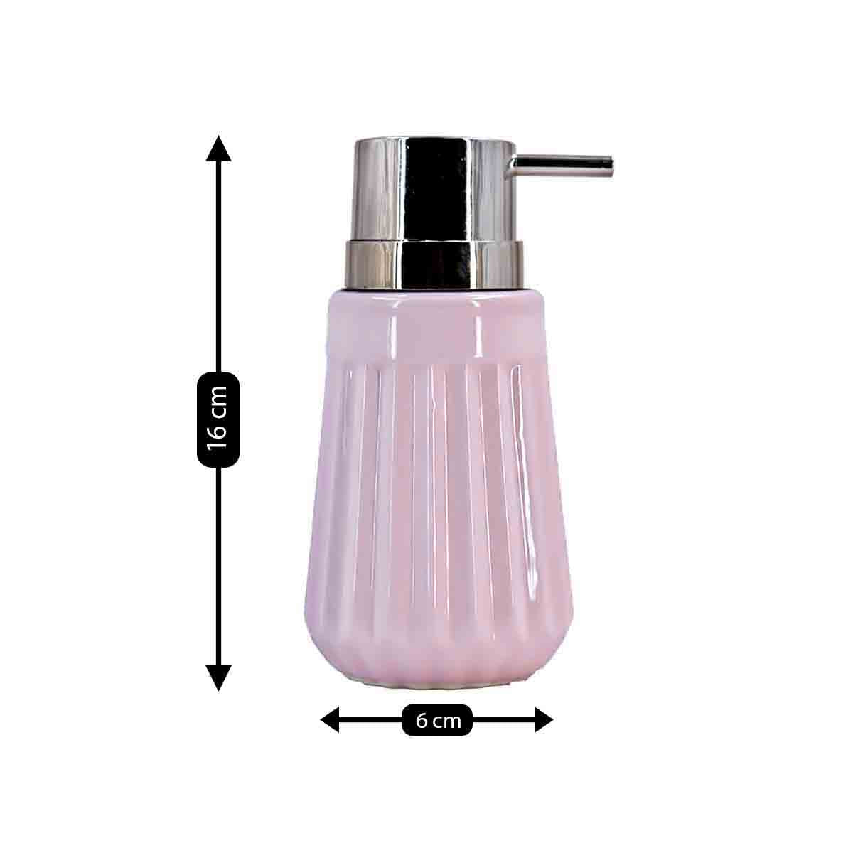 Ceramic Soap Dispenser for handwash for Bathroom, Pink, (Set of 1) (7982)